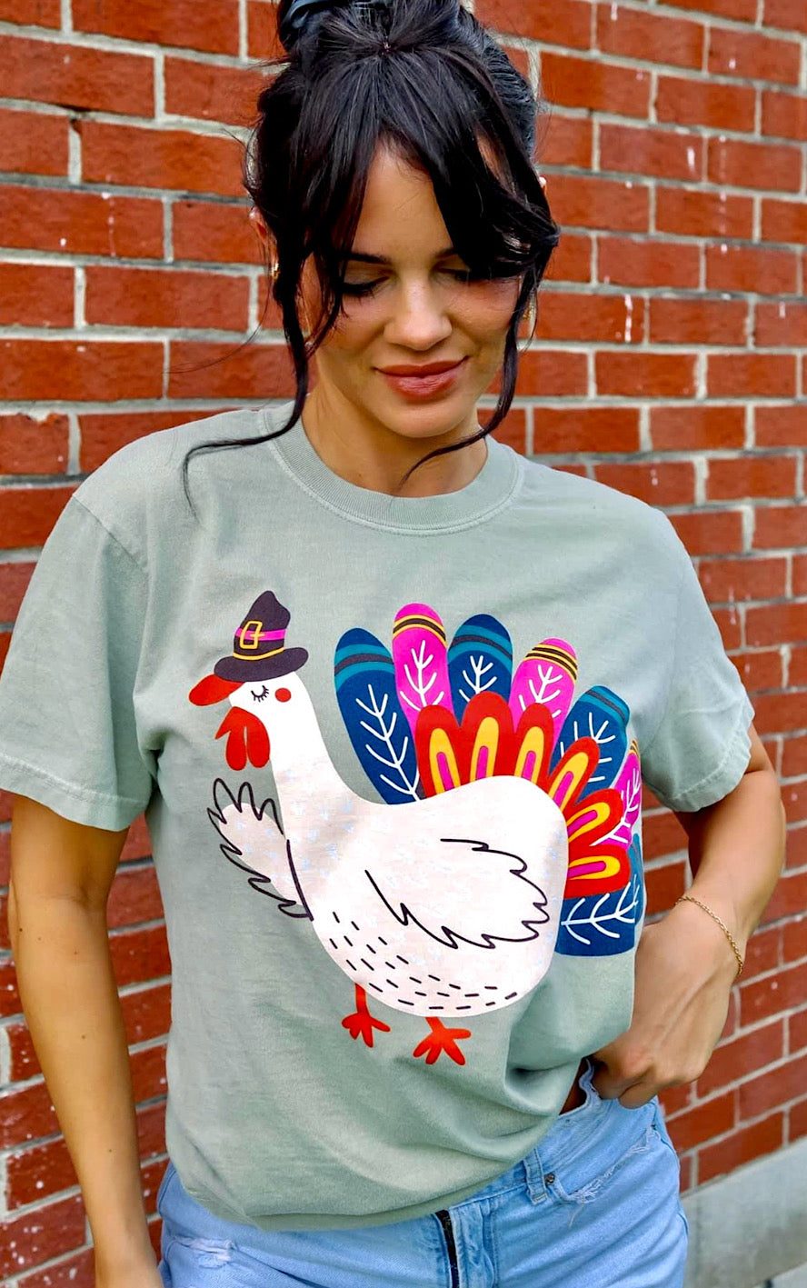 Fanny Feathers Thanksgiving Turkey Tee, SM-3X