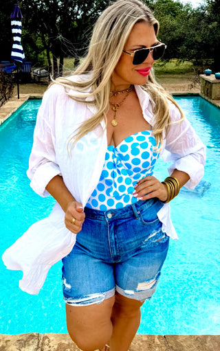 Santorini Sunset White Coverup Shirt