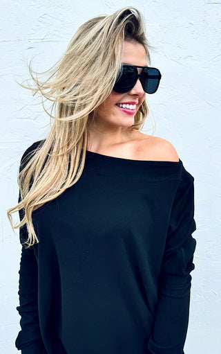 Effortless Charm Black Sweatshirt, 1X