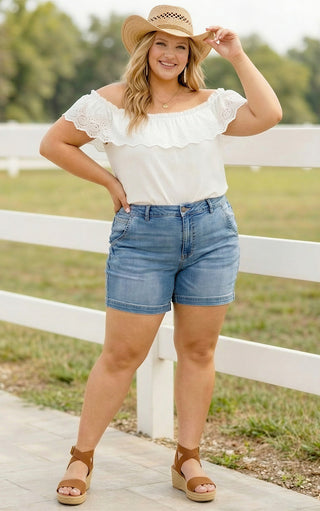 Judy Blue Plus Size Trouser Denim Shorts