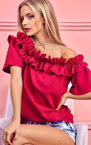 Crimson Crush Red Off Shoulder Top