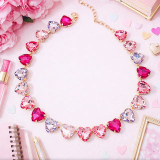 Cotton Candy Jewel Heart Necklace