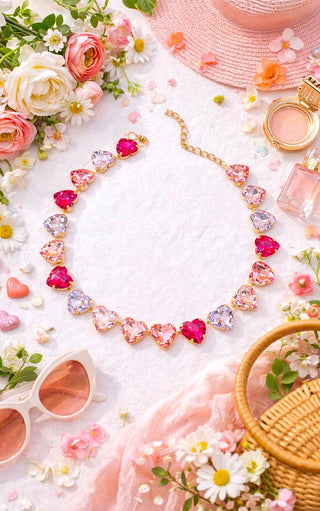 Cotton Candy Jewel Heart Necklace