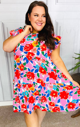 Brightest Blooms Floral Dress, SM-3X