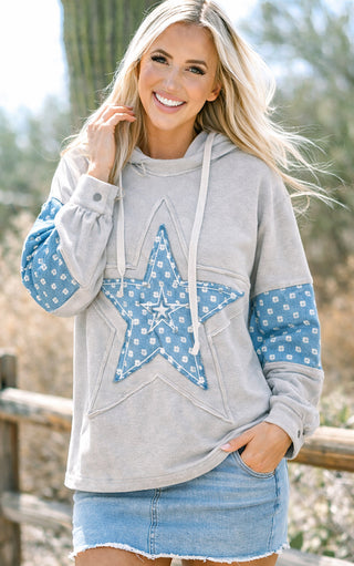 Pretty Patchwork Star Hoodie, THREE COLORS!