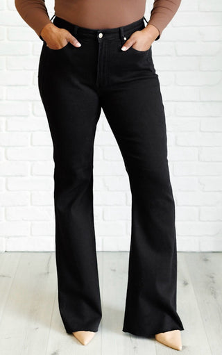 Flawless Fit Black Tummy Control Flare Jeans by Judy Blue, 0-24W