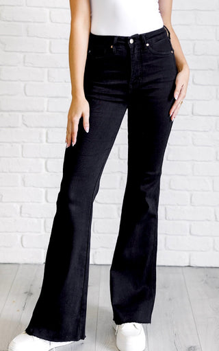 Flawless Fit Black Tummy Control Flare Jeans by Judy Blue, 0-24W