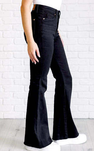 Flawless Fit Black Tummy Control Flare Jeans by Judy Blue, 0-24W