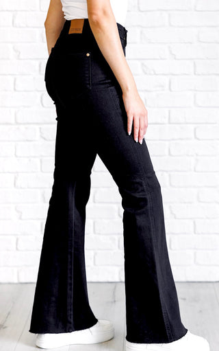 Flawless Fit Black Tummy Control Flare Jeans by Judy Blue, 0-24W