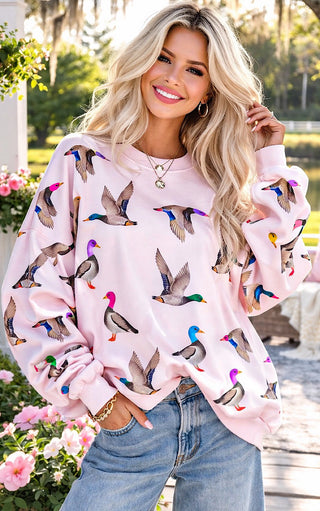 Lucky Duck Pink Sweatshirt