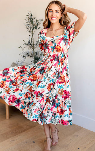 Spring Melody Floral Dress, XL