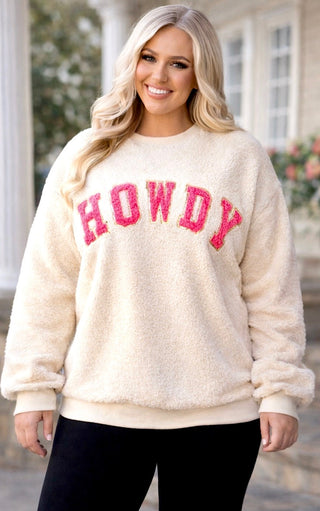 Howdy Chenille & Sequin Fleece Sweatshirt