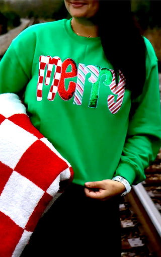 Gorgeous Green Merry Sequin Sweatshirt, SM-3X