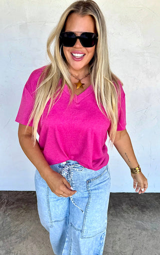 Better Than His Slouchy Boyfriend Tee - White & Pink