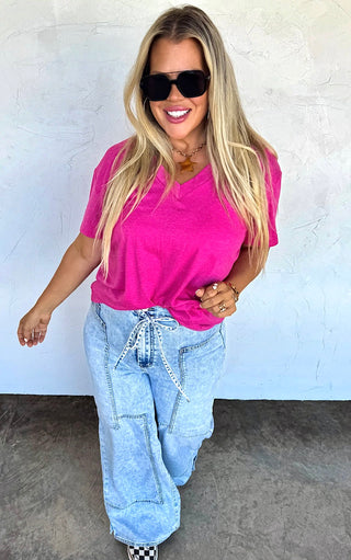 Better Than His Slouchy Boyfriend Tee - White & Pink