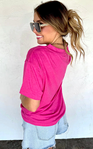Better Than His Slouchy Boyfriend Tee - White & Pink