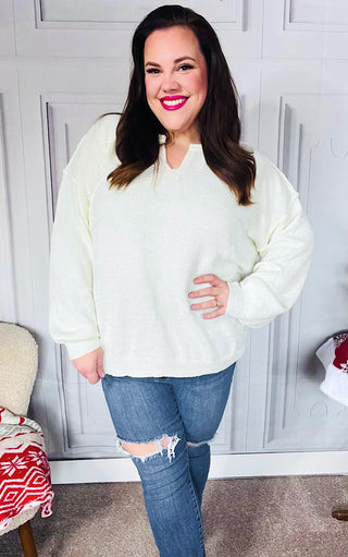 Chalet Charm Ivory Sweater, SM-3X