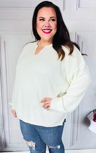 Chalet Charm Ivory Sweater, SM-3X