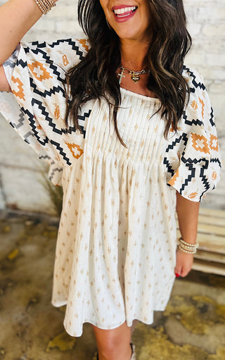 Harvest Honey Ivory Aztec Dress