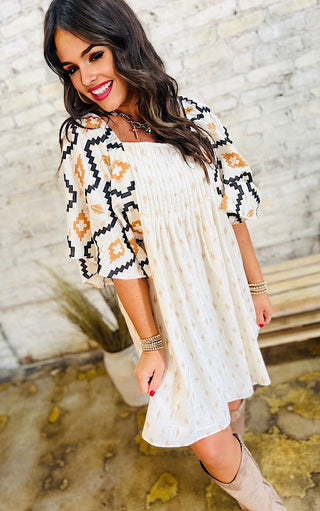 Harvest Honey Ivory Aztec Dress