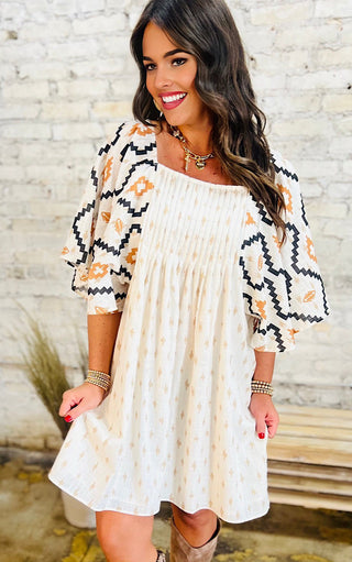 Harvest Honey Ivory Aztec Dress