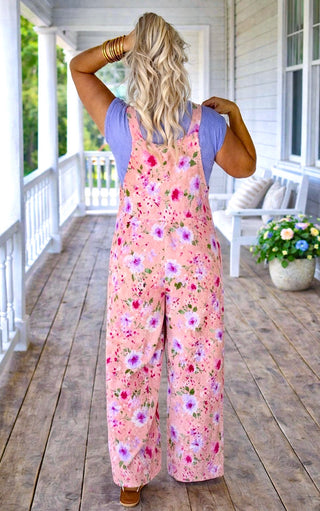 Freshly Picked Pink Floral Overalls