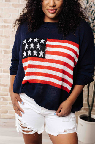 Stars And Stripes Navy Blue Lightweight Pullover, SM-3X