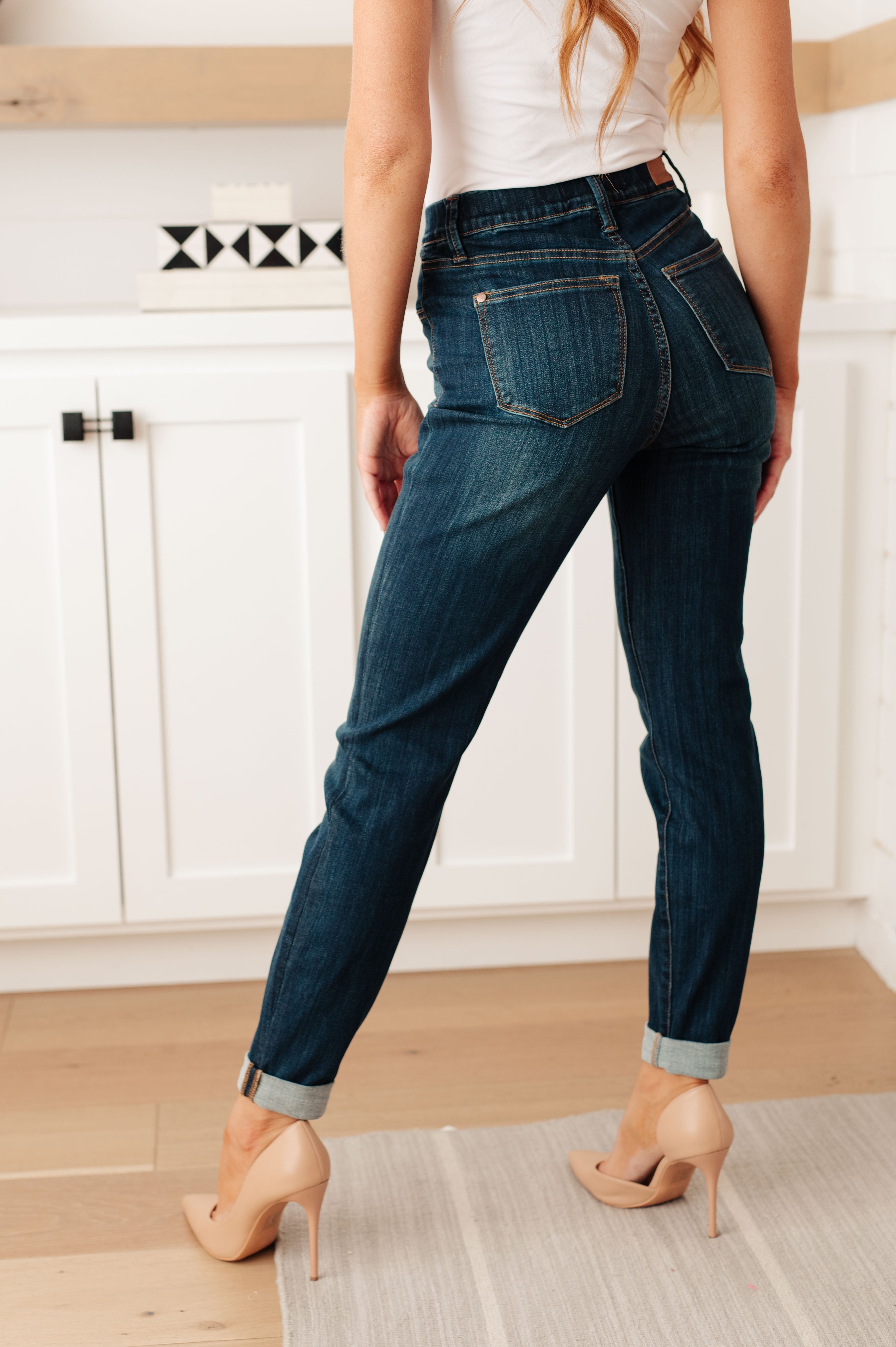 Comfort Calling Dark Wash Pull On Jeans by Judy Blue, 0-24W