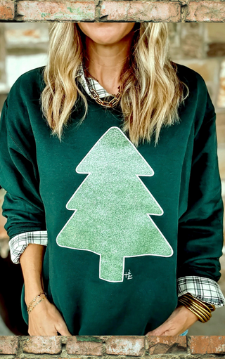 Twinkling Pines Green Christmas Tree Sweatshirt, SM-3X