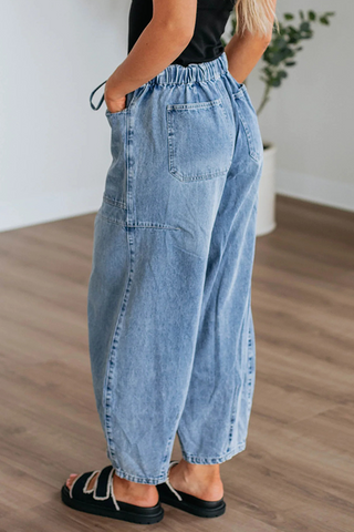 Drawstring Paperbag Waist Barrel Jeans