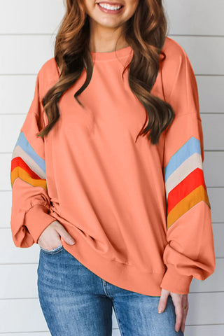 Simple Sophistication Sage Green Striped Sleeve Sweatshirt