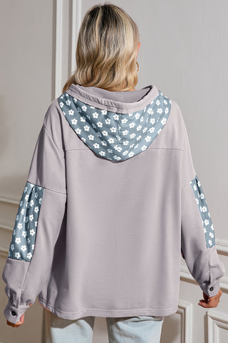 Delicacy Floral Patchwork Star Pattern Drawstring Hoodie