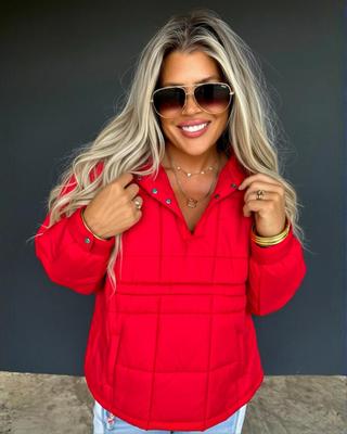Southern Frost Red Puffer Jacket