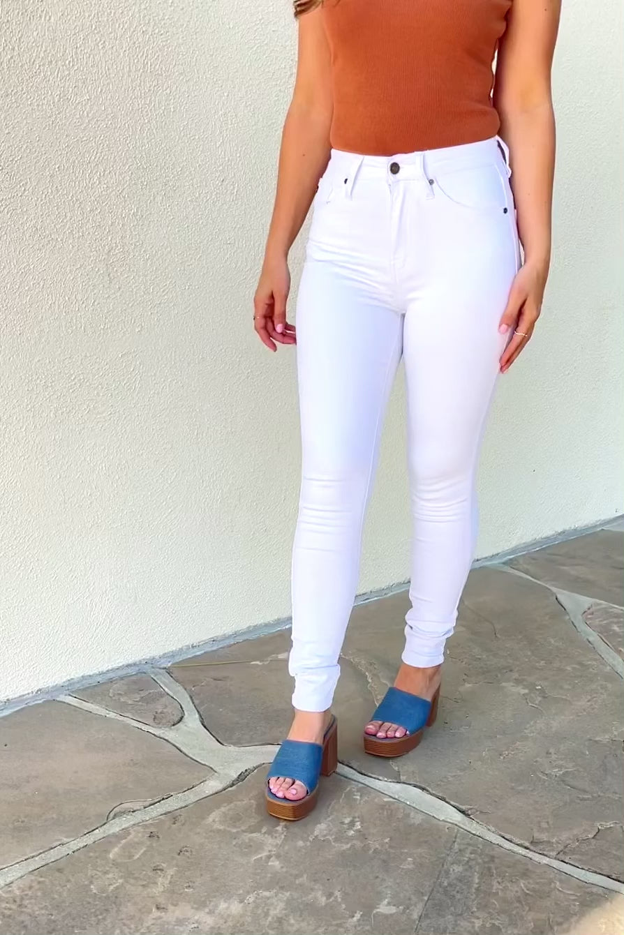 Sunny Refresh Kancan White Skinny Jeans, SIZES 0-15