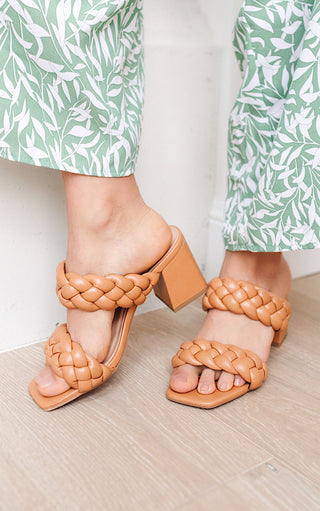 Meet Me In Mexico Braided Heels in Tan, 5.5-6.5 left!