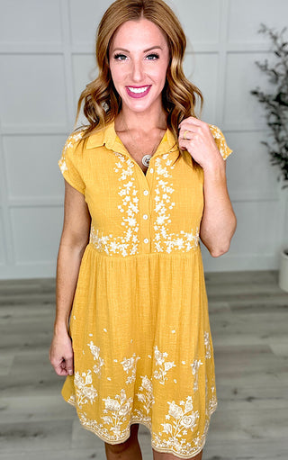 Sweetest Splendor Gold Embroidered Dress, SMALL & MED left!