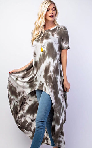 Steal The Show Olive Tie Dye Tunic, SM & MED