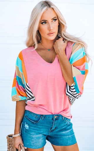 Sweet Sweet Summertime Striped Dolman Sleeve Top, S-2X! RESTOCKED!