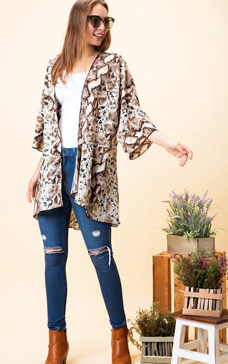 Nice To Meet You Snake Print Kimono, S-3X!!