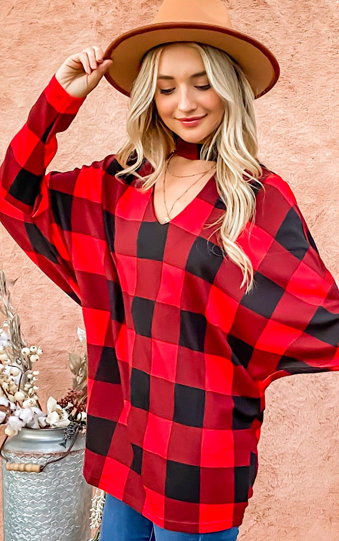 Best Gift Red & Black Buffalo Check Top
