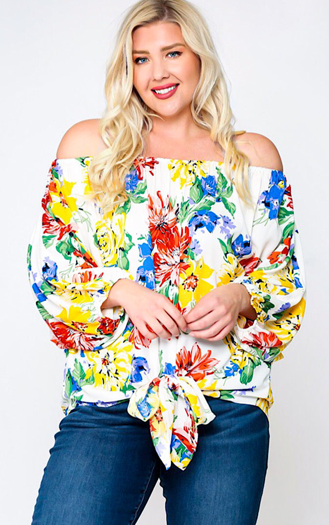 Celebrate Summer Colorful Floral Top, S-2X!