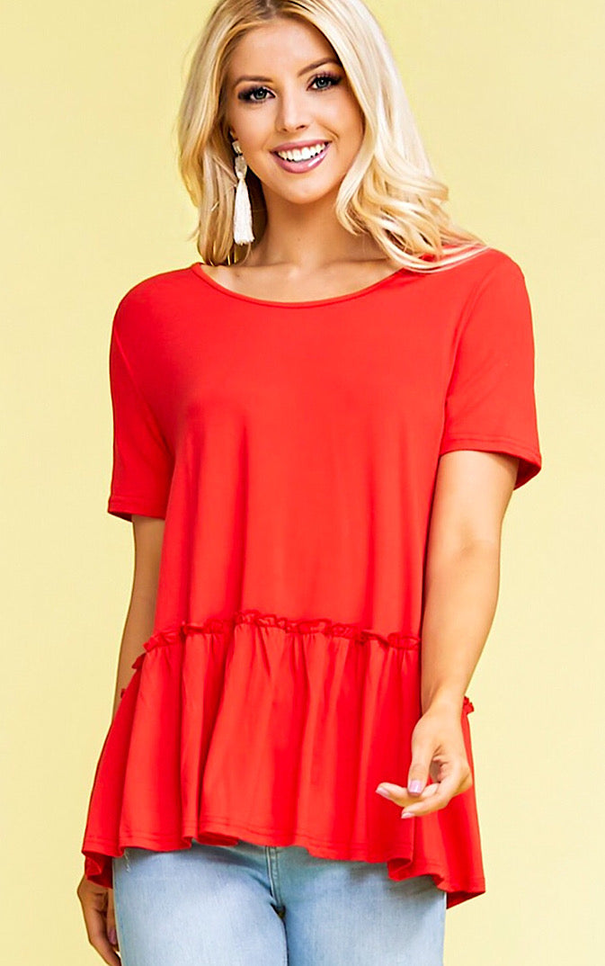 Ruffle Your Feathers Red Top, SMALL