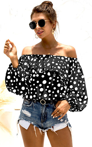 Polka Dot Off-Shoulder Layered Blouse