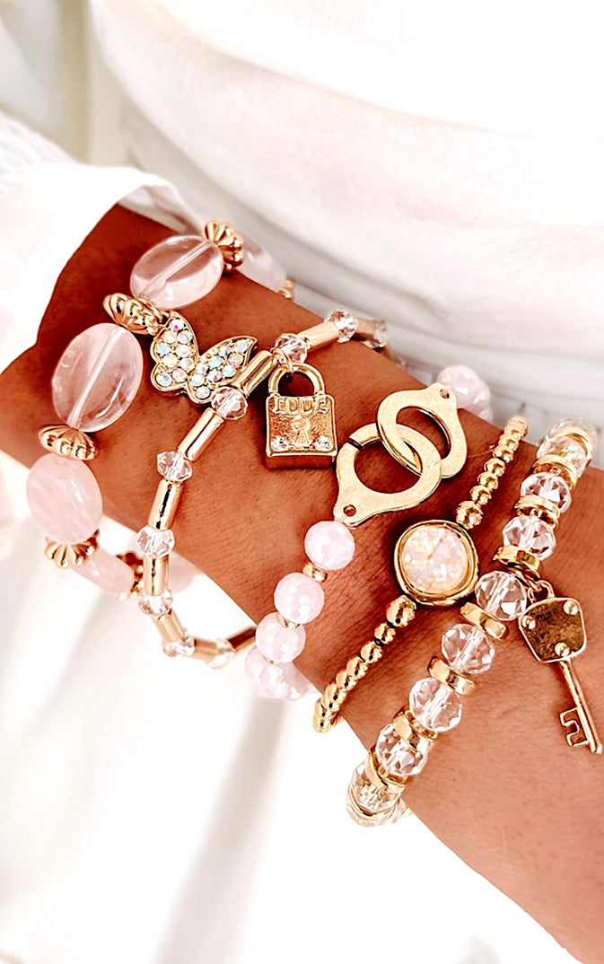 Love Crush Pink And Gold Bracelet Stack