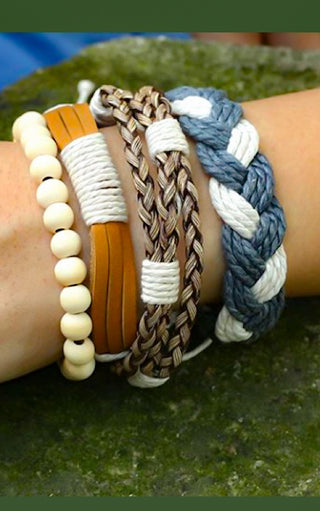 Woven Rope & Leather Bracelet Set, RESTOCKED!