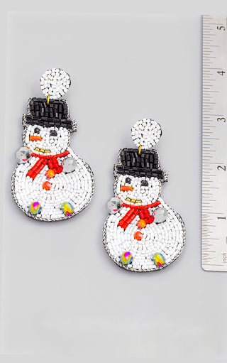 Feeling Frosty Snowman Beaded Earrings