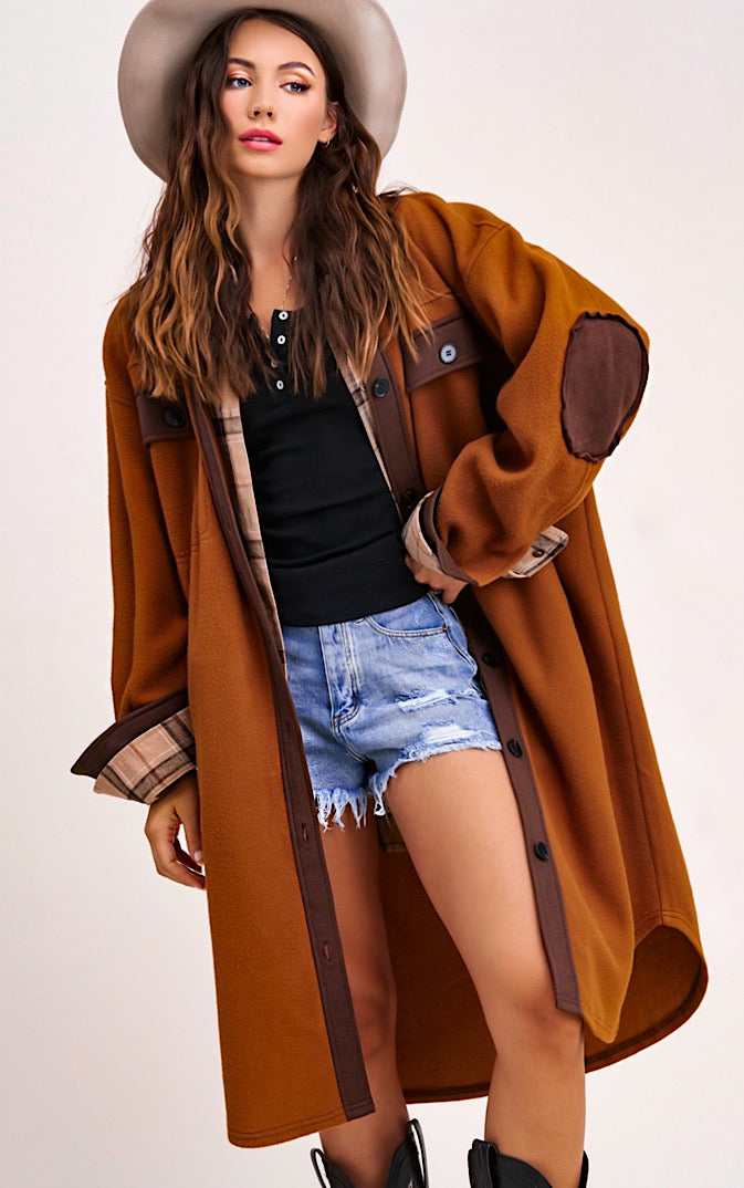 Southern Chic Long Camel Brown Jacket, Sizes 6-18!