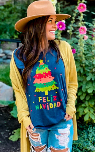 Feliz Navidad Holiday Graphic Tee, S-3X!