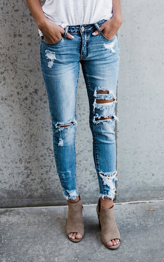 Wishes Do Come True Distressed Skinny Jeans, Sizes 9 & 15