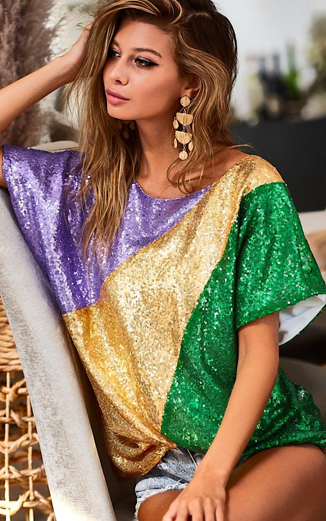 Let The Good Times Roll Sequin Top, SMALL left!